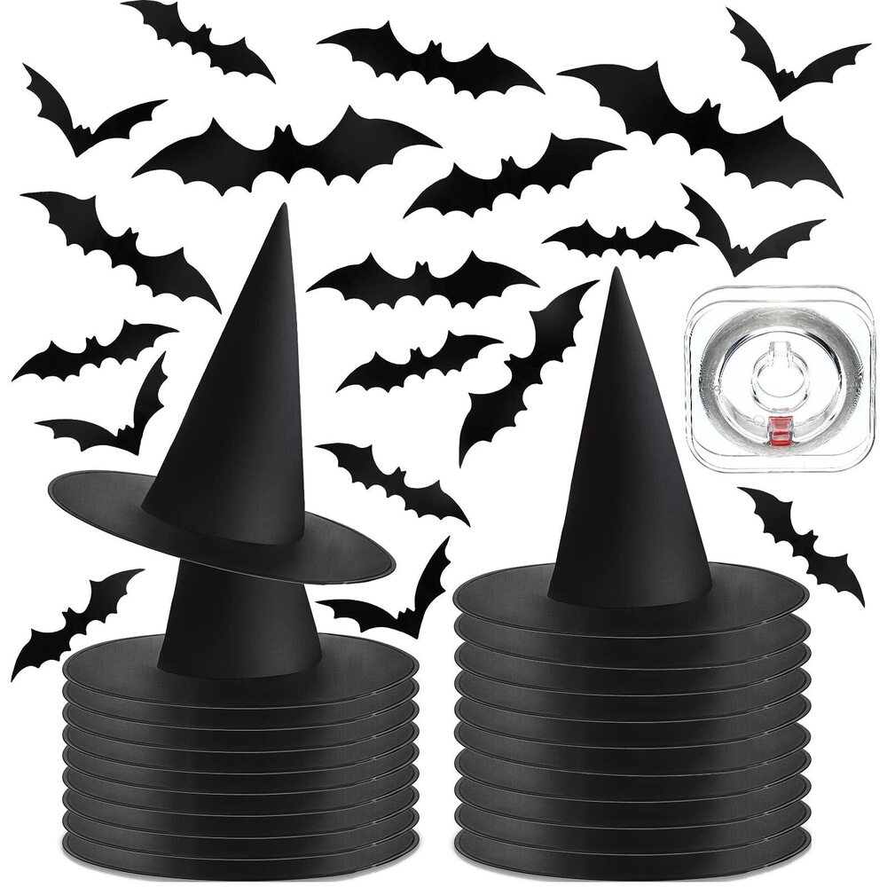 5036 20 Pieces Halloween Decorations Witch Hats Black Hanging Floating